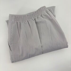 Alfred Dunner Petite Grey White Striped Seersucker Pants 14P Elastic Waist